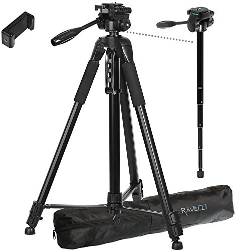 Ravelli APLT6M 72 Light Weight Aluminum Tripod/Monopod, with Carrying Bag and Universal Smartphone Mount Adapter