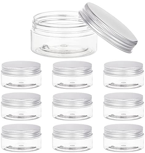 BENECREAT 10 Satz 80ml Säule Kunststoff klar Vorratsbehälter Gläser Organizer mit Aluminium Schraubdeckel, Portable für Reise Kosmetik Körperpflege, DIY Kleine Kunst Crafs, Trockenfutter Snacks