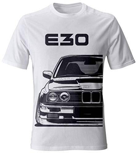E30 M3 Motorsport T-Shirt - - Tuning Drift Old School (L, Weiß)
