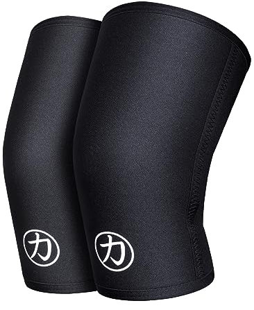 Strength Shop Ginocchiere powerlifting in neoprene 5 mm + borsa trasporto, 1 paio (M), Colore: Nero, Ginocchiere uomo e donna resistenti, Ginocchiere palestra per sport di forza, ecc.