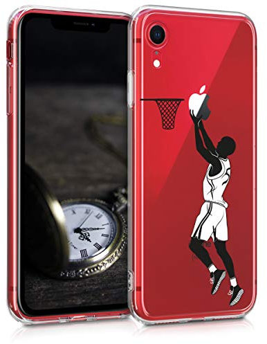 kwmobile Custodia Compatibile con Apple iPhone XR - Cover Silicone TPU - Protezione Back Case - Cestista nero/bianco/trasparente