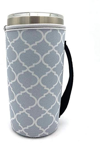 KOSTOO Reusable Neoprene Iced Coffee Cup Sleeve Neoprene Insulated Sleeves Cup Cover Holder Idea for 20oz Tumbler Cup,Trenta Starbucks, Large Dunkin Donuts (Only Cup Sleeves) (Lantern Gray)