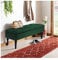 INMOZATA Storage Ottoman Bench Button Tufted Window Seat Upholstered Bench with Black Wooden Legs Velvet Bed End Stool for Living Room Bedroom Hallway Green