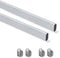 Emuca - Kit ovale Kleiderschrankstange 750mm und Stützen, Matt eloxiert, Partie von 2