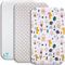 Lovely Hippo 2X Spannbettlaken 83x50cm 100% Baumwolle + 1X Matratzenschoner 100% wasserdichtem Material - Set 3X - Kompatibel Chicco, Kinderkraft (Waldtiere, 50 x 83 cm)