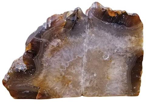 Geode Buchstützen, natürliche Farbe, Achat, Dekoration, Buchstützen, einzigartige Kristall-Buchstütze für Zuhause, dekorativ, 1 Paar, 1,8–2,3 kg