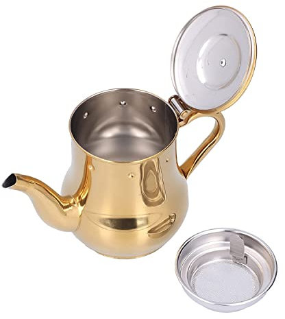 TOPINCN Ölsiebtopf, Teekanne Rostbeständig Leicht zu reinigen für Hotels, Restaurants, Haushalte(Gold)
