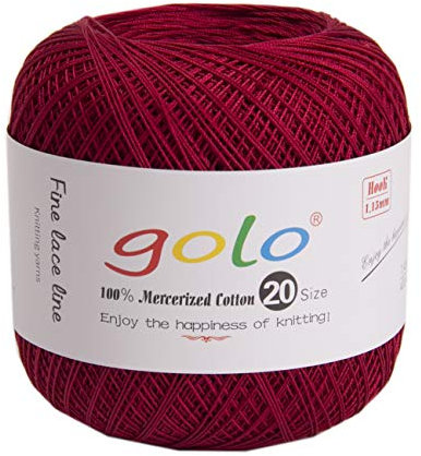golo Strickgarn Häkelgarn 20 für handgestricktes Häkelgarn Gewinde häkeln (Burgund-194)