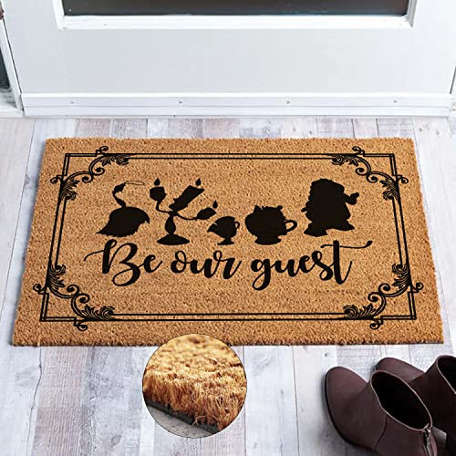 Lustige Kokosfaser-Fußmatte mit Aufschrift Be Our Guest Welcome, Veranda-Dekoration, Fußmatte für den Eingang, personalisierbar, Einweihungsgeschenk, Teppiche, Kokosfaser, 59.9x39.9 cm