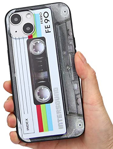 Tonvizern Schutzhülle für iPhone 13 Mini, 5.4 Zoll (13.7 cm) 2021, weiche TPU-Handyhülle, Musik, klassische Kassette, Retro-Stil, stoßfest, Schutzhülle (weiß)