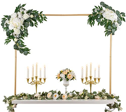 Inweder 44 Tall Over The Table Rod Stand with Clamps, Adjustable Gold Metal Table Arch Stand, Perfect for Weddings, Parties & Home Decor