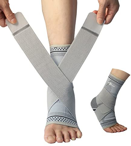 ABIRAM Sport-Sprunggelenkbandage einstellbar: Stabilität & Bequemlichkeit | Beidseitig für Linken/Rechten Fuß | Aktiver Schutz bei Verstauchung, Achillessehne & Plantarfasziitis (Fußball, Laufen)