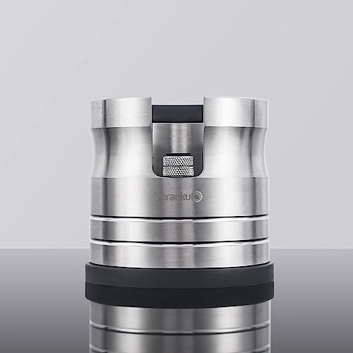 AMRANKUO Portafilter Holder - Espresso Tamping Station Crafted from Solid 304 Stainless Steel for Most 58mm Portafilters with Adjustable Height Screw | Stable and Efficient Puck Preparation