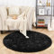 MARATIP Plüsch Teppich Rund,Flauschiger Teppich Rund, modernes Wohnzimmer, Kinder Mädchen,weicher und Flauschiger Teppich für das Schlafzimmer/Wohnzimmer/Kinderzimmer(Schwarz,Ø 150 cm Rund)