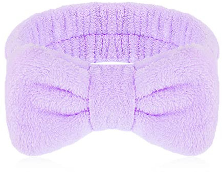 Molain Fasce per Capelli Con Fiocco Fasce Per Capelli da Donna In Pile Corallo Fascia Elastica per Lavare Il Viso Doccia Sport Bellezza Cura Della Pelle (Viola)