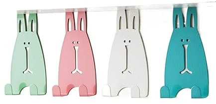 EUYIMOMO door hooks 4Pcs Rabbit behind door hooks door back hanging clothes hooks wardrobe wardrobe behind door hanging clothes rack stainless steel bedroom door hooks (Color : E, Size : 7.5 * 16cm)