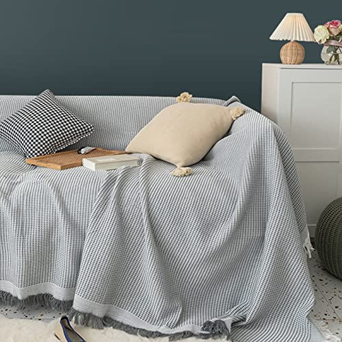 Homxi Sofaüberwurf 1 Sitzer,Sofabezug Universal Einfarbig Sofahusse Leinen Sofa-Handtuch Grau Sofa Überzug 90x150CM