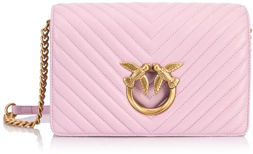 Pinko Love Click Classic Sheep Nappa Chevron, Borsa Donna, WWGQ_Lilla-Antique Gold, Taglia Unica