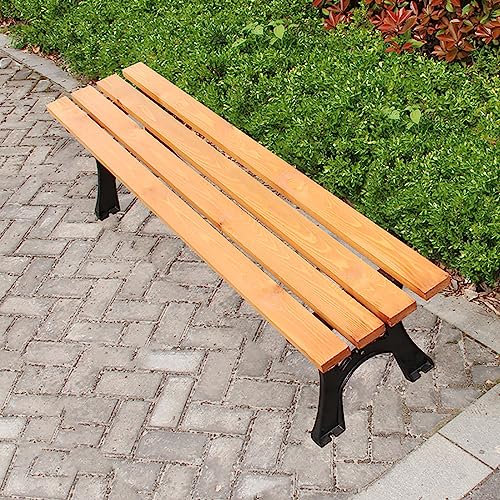 TRAGLO Gartenbank Sitzbank Parkbank Zweisitzer Bank Gartenbank aus Holz und Gusseisen für Garten Balkon Terrasse Parkbank 150cm Woodcolor