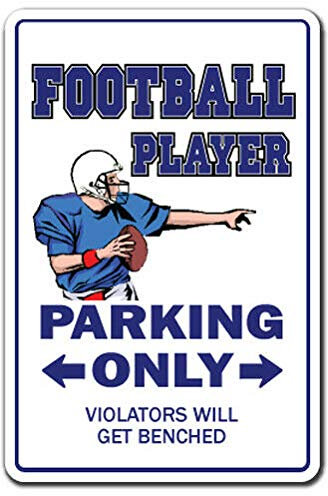 Targa in metallo stile vintage con giocatore di football americano, 20 x 30 cm