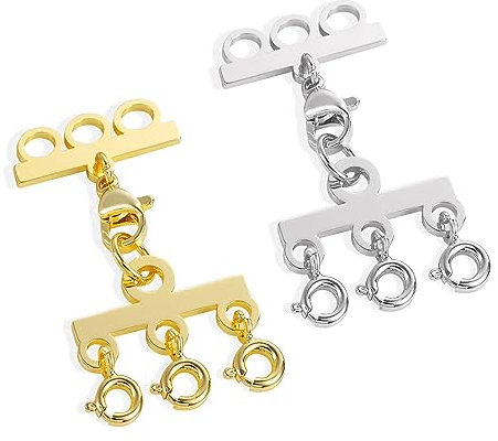 2pcs fermagli per collana in argento dorato set 3 fili fermaglio a molla separatore districante connettore per collana fermagli per creazione di gioielli…