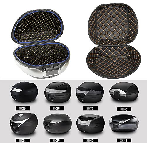 CruSio Motorrad-Kofferraumkoffer-Topcase-Heckkoffer-Gepäck-Innenbox-Liner-Schutzauskleidung Für Shad Sh26 Sh29 Sh33 Sh34 Sh39 Sh40 Sh45 Sh48 Sh59X (Sh34-Unterpolster)/Braun + Gelb Gestreifter Streifen