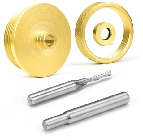 GUOJINJISM Upgraded Router Inlay Kit, 1/4 inch Router Bit, Solid Brass with Carbide Tip, V-Groove Cut, 2 Flutes