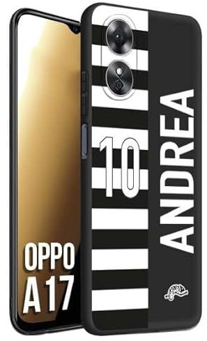 CUSTOMIZZA - Custodia cover nera morbida in tpu compatibile per Oppo A17 personalizzata calcio football nome e numero calciatori bianconera