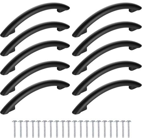 Meblando Möbelgriffe Set 10 Stück, schrankgriffe- griffe für küchenschränke Schwarz matt, 96 mm griffe möbel- türgriffe küche, schubladengriffe und küchengriffe Kleiderschrank bogenförmiger Griff