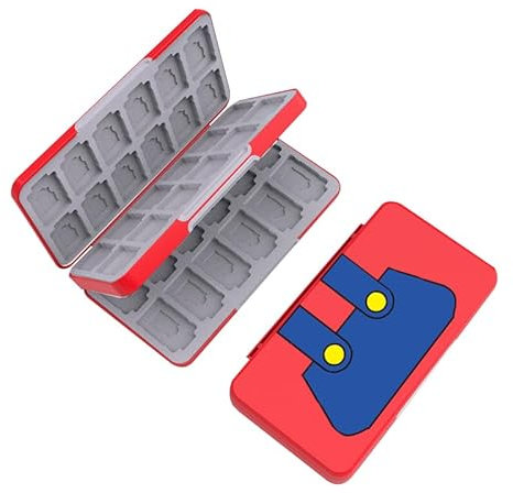 RREAKA Switch Game Case for Nintendo Switch/OLED/Lite, 48 Slots Switch Game Cartridge Holder, Portable Switch Card Storage Case with 48 Slots for Switch Games Card and Micro SD Cards, Mario Overall