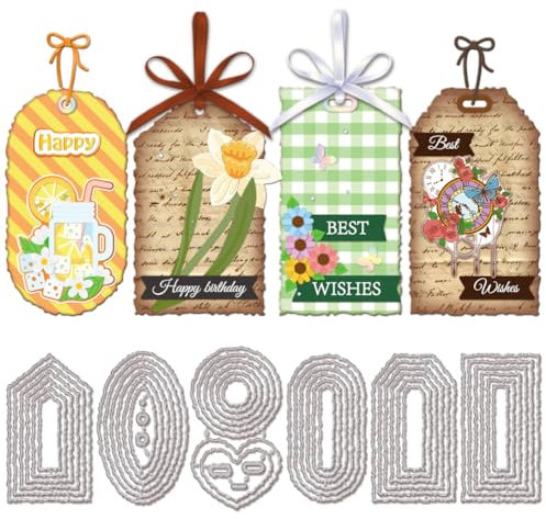 GLOBLELAND Etiketten Lesezeichen Stanzformen Mit Unregelmäßigen Kanten Für Die Kartenherstellung, Etikettenrahmen Stanzungen, Prägeschablonen Aus Karbonstahl, Vorlage Für DIY Scrapbooking, Album