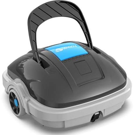 WINNY POOL CLEANER Robot Limpiafondos Piscina Electrico sin Cable para Aspirador de hasta 80m², Robot Limpiafondos Piscina con Motores de Doble Tracción, 100 Mins Estacionamiento Automático Gris