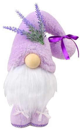 ENLACE Gnomo primaverile, fatto a mano, bambola senza volto, gnomo primaverile con fiori di lavanda, decorazione per la casa