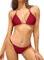 SHEKINI Damen Bikini Set Klassischer Triangel Rückenfrei Bikinioberteil Verstellbare Bademode Brasilianer Niedrige Taille Tanga Bikinihose Zweiteiliger Badeanzug（S,Weinrot）