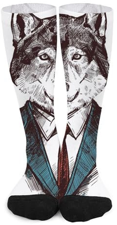 FENAC Damen Crew Socken Wolf Gemälde Wandersocken Wintersocken Atmungaktive Sportsocken Strümpfe Für Herren