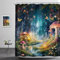 Riyidecor Fantasy Duschvorhang, Feengarten, Pilz, verzaubertes Wunderland, Holz, Märchen, Baum, magischer Wald, Schmetterling, Blumenmädchen, Badezimmer, Dekor, Polyester, wasserdicht, 12 Haken