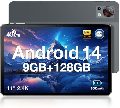 DOOGEE T30SE Tablet 11 Pulgadas 2,3K Android 14 Tablet 9GB RAM+128GB ROM (TF 1TB)|8580 mAh| 2000 * 1200pixels |4 Altavoces| Octa-Core|Bluetooth 5.0 |5GWiFi+4G LTE |5MP+13MP| Gris