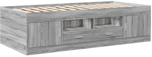 vidaXL Tagesbett mit Schubladen, Gästebett mit Stauraum Sperrholzlatten, Sofabett für Wohnzimmer Schlafzimmer, Bett, Modern, Grau Sonoma 75x190cm Holzwerkstoff
