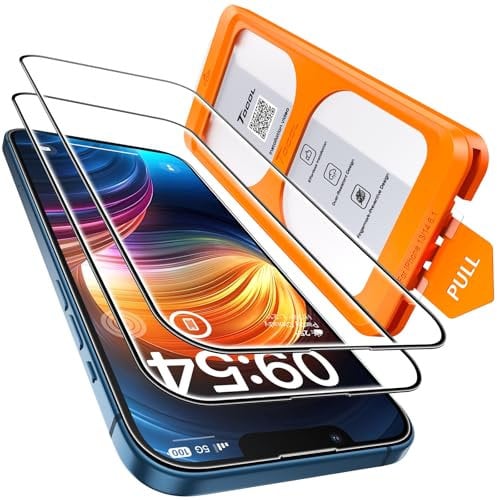 TOCOL 2 Piezas Protector Pantalla para iPhone 13/iPhone 13 Pro, Alineación Automática para Una Instalación Rápida, Sin Burbujas, Cristal Templado de Dureza 9H+Inastillable, HD Transparente