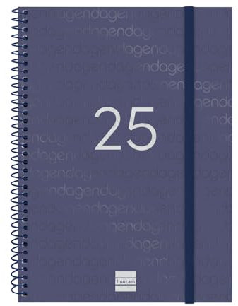 Finocam - Spiralkalender 2025, Wochenansicht, Januar 2025 - Dezember 2025, 12 Monate, Blau, Spanisch
