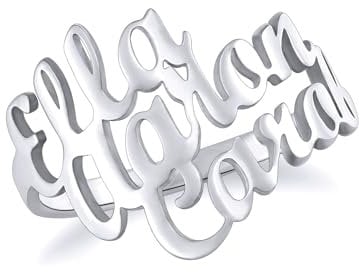 OTXIXTO Personalisierte 925er Sterlingsilber Namensringe für Frauen Roségold/Silber/Gold Ring mit Namen Personalisierter Namensring für Freundin Ehefrau Weihnachten Muttertag (3 Namensringe, Größe 52)