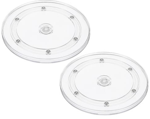 PATIKIL 7 Inch Heavy Rotating Swivel Stand, 2Pcs 360˚ Rotation Lazy Susan Turntable with Steel Ball Bearings for Model Base Rotating Plants TV Computers Monitors, Clear