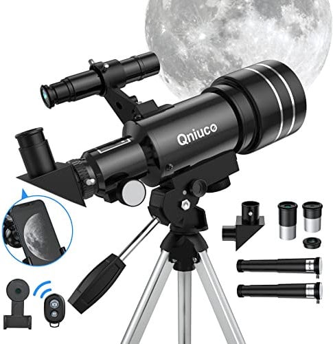 Teleskop Kinder Fernrohr Teleskop Astronomie, Teleskop für Erwachsene, 70mm Blende, 400mm AZ-Halterung, Teleskop für Kinder Anfänger mit Stativ, Handy-Adapter