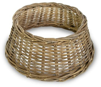 mgc24 Weihnachtsbaumring Rattan, handgefertigter Weihnachtsbaumrock aus Naturgeflecht, Hülle für Weihnachtsbaumständer, Ø 50 x 20 cm, grau-braun