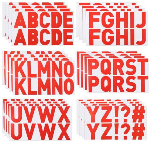PATIKIL Letter Stickers 2.5 Inch, 240 Pcs/ 48 Sheets Self Adhesive Vinyl Large Alphabet Number Stickers for Arts DIY Crafts Home Mailbox Bulletin Classroom Decor, Red