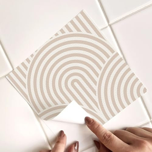 Alwayspon Adesivi per piastrelle, 50 pezzi x 15 cm, colore beige, autoadesivi, per bagno, cucina, paraschizzi per fornelli, piastrelle adesive da parete in vinile