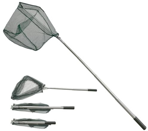 Épuisette de Pêche Pliable,205cm Long Manche Téléscopique,Acier Inoxydable 4 Section Poteau,Filet Nylon Triangulaire,Extensible de 36 à 81 Pouces,pour Carpe Truite Crevette Etang Bassin Poisson