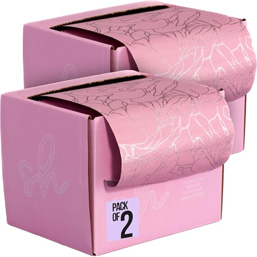 Simply Hair Hair Foil Roll – Pack of 2-100m Embossed Medium Weight Roll with Built-In Cutter – Custom Length Foil for Hair Dye, Highlights & Balayage- No-Slip Grip - 12.7cm - Pink Floral