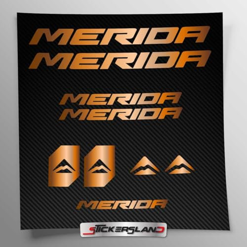 Stickersland® Aufkleber-Set kompatibel mit Rahmen Merida New MTB Mountainbike und Helm | Decals Aufkleber für Fahrrad Schriftzug Logos | Stickersland® (Kupfer glänzend metallisiert)