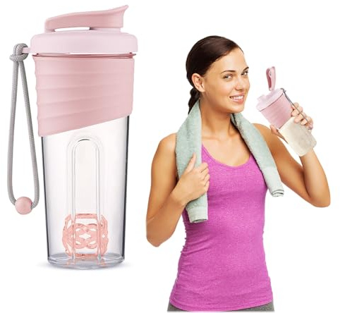 Shaker Bottle for Protein Mixes,24 oz 700ML Protein Shaker Bottles with Whisk Ball, Mixer Bottle, Protein Bottle,Portable Pre Workout Whey Protein Drink Shaker Cup Outdoor Sports (pink)